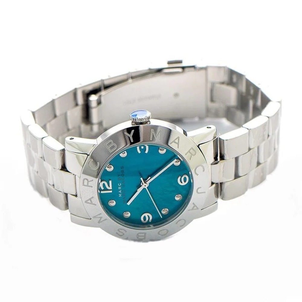 Marc Jacobs Amy Silver Timepiece with Vibrant Teal Face - Picture 3 of 6